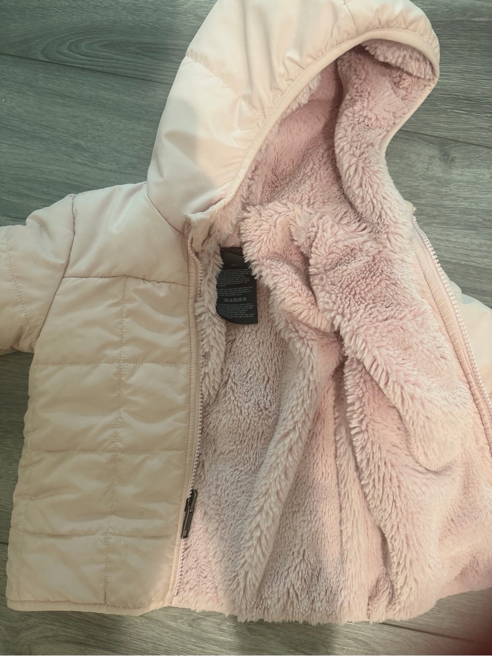 The North Face Kids Light Pink Hooded Fleece-Lined Puffer Jacket